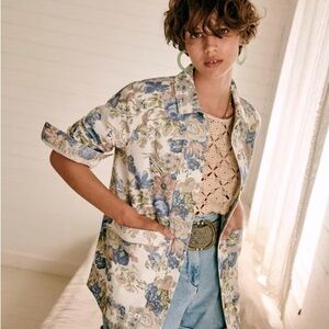 Sézane Will Jacket Floral Blue